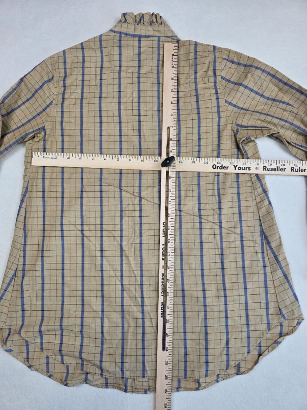 Vintage Rick Tiefer Lady Madonna Beige & Blue Plaid Button-Up Shirt XP 1X Petite - Picture 5 of 5